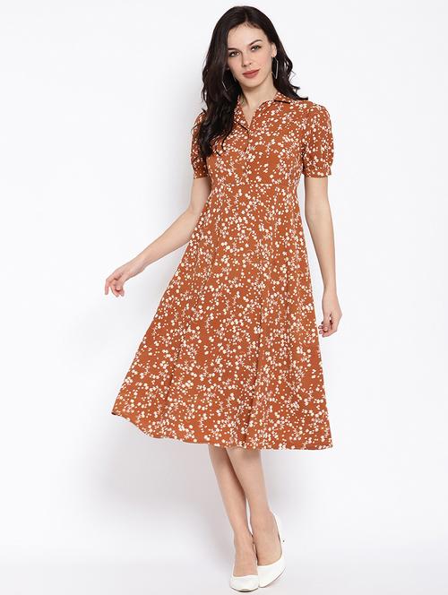 shirt collared printed a-line dress - 18151895 - Standard Image - 0