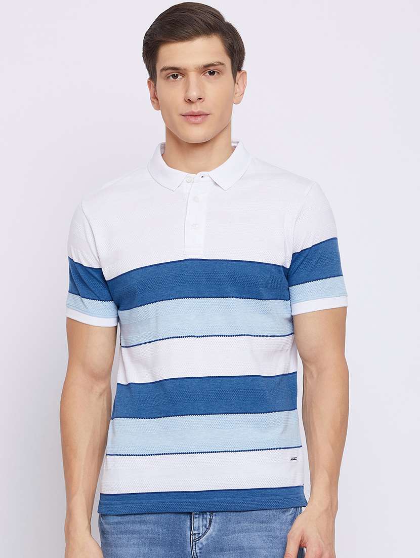 Blue Color Block Polo T-shirt 