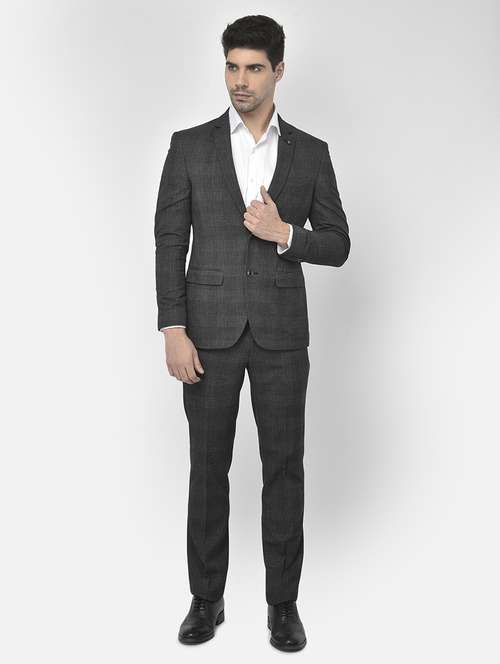 grey cotton blend single breasted suit - 18151919 -  Standard Image - 0