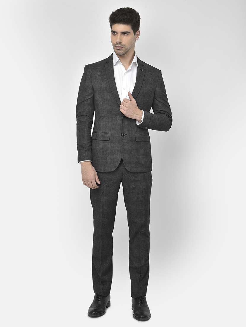 grey cotton blend single breasted suit - 18151919 -  Zoom Image - 0