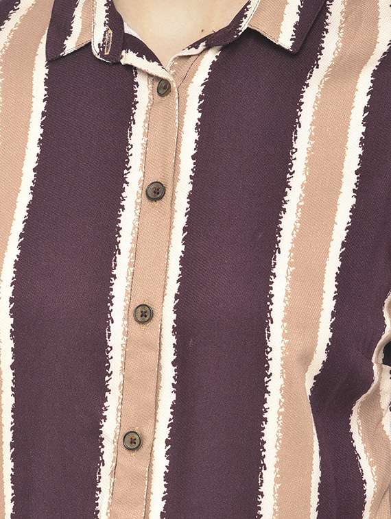 maroon stripes full leg jumpsuit - 18152289 -  Standard Image - 3