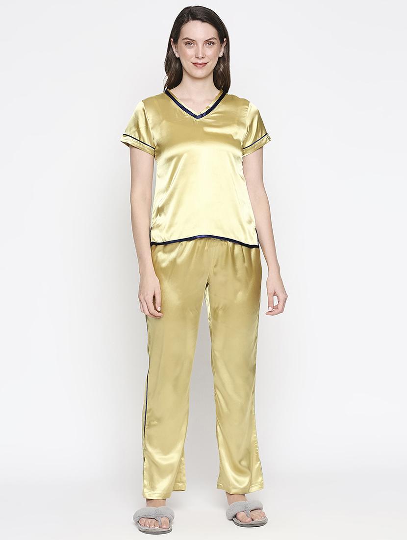 yellow viscose pyjama set nightwear - 18153090 - Zoom Image - 0