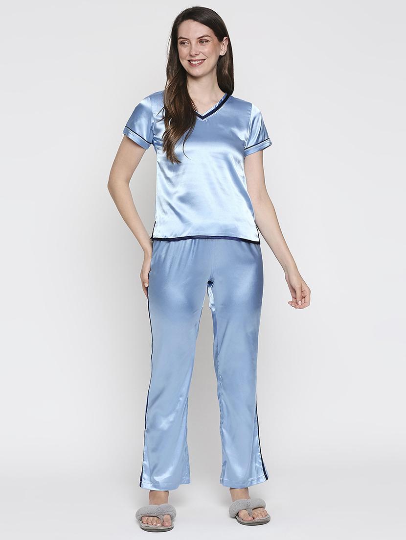 light blue viscose pyjama set nightwear - 18153091 - Zoom Image - 0
