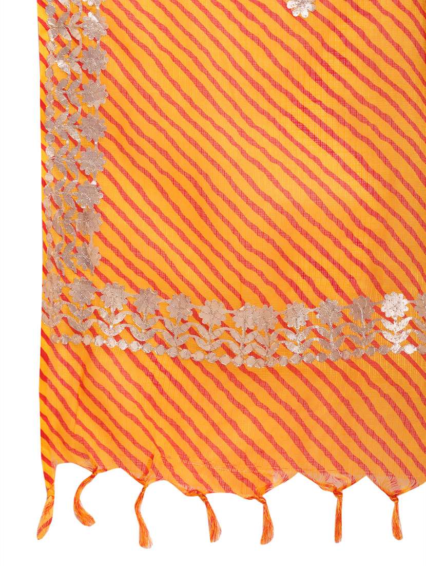 orange cotton blend dupatta - 18153251 -  Standard Image - 3