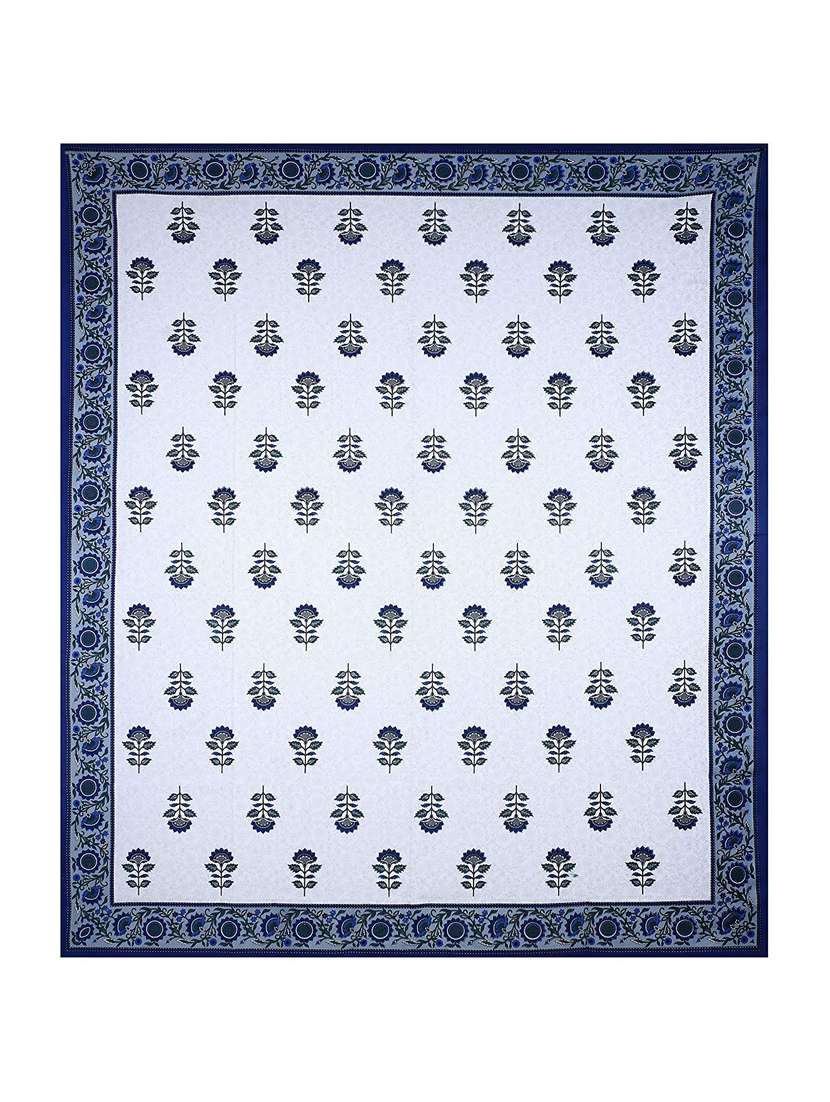 brask india® 300 tc cotton 1 piece king size double bed bedsheet with two pillow covers (bedsheet size 100 x 108 inch) (blue) - 18155201 -  Standard Image - 3