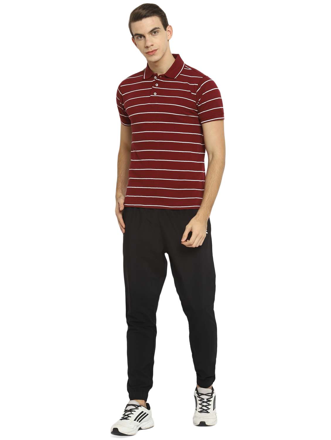 maroon striped polo t-shirt - 18158657 -  Standard Image - 3