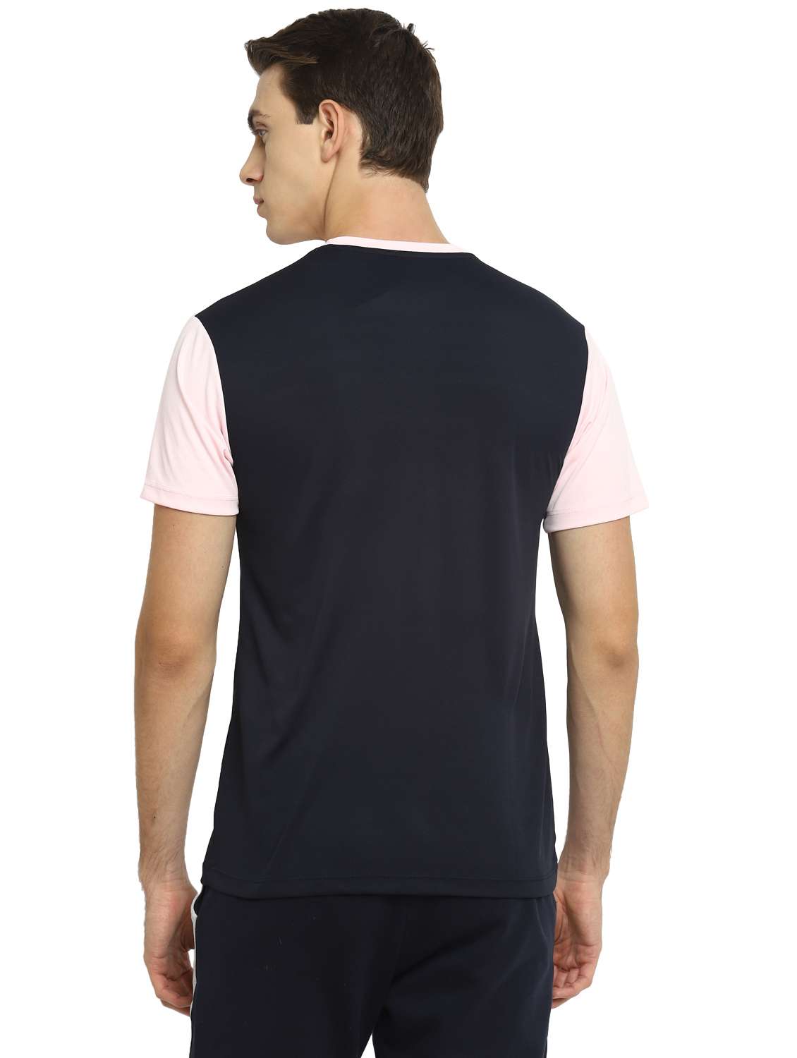 navy blue color-blocked t-shirt - 18158661 -  Standard Image - 3