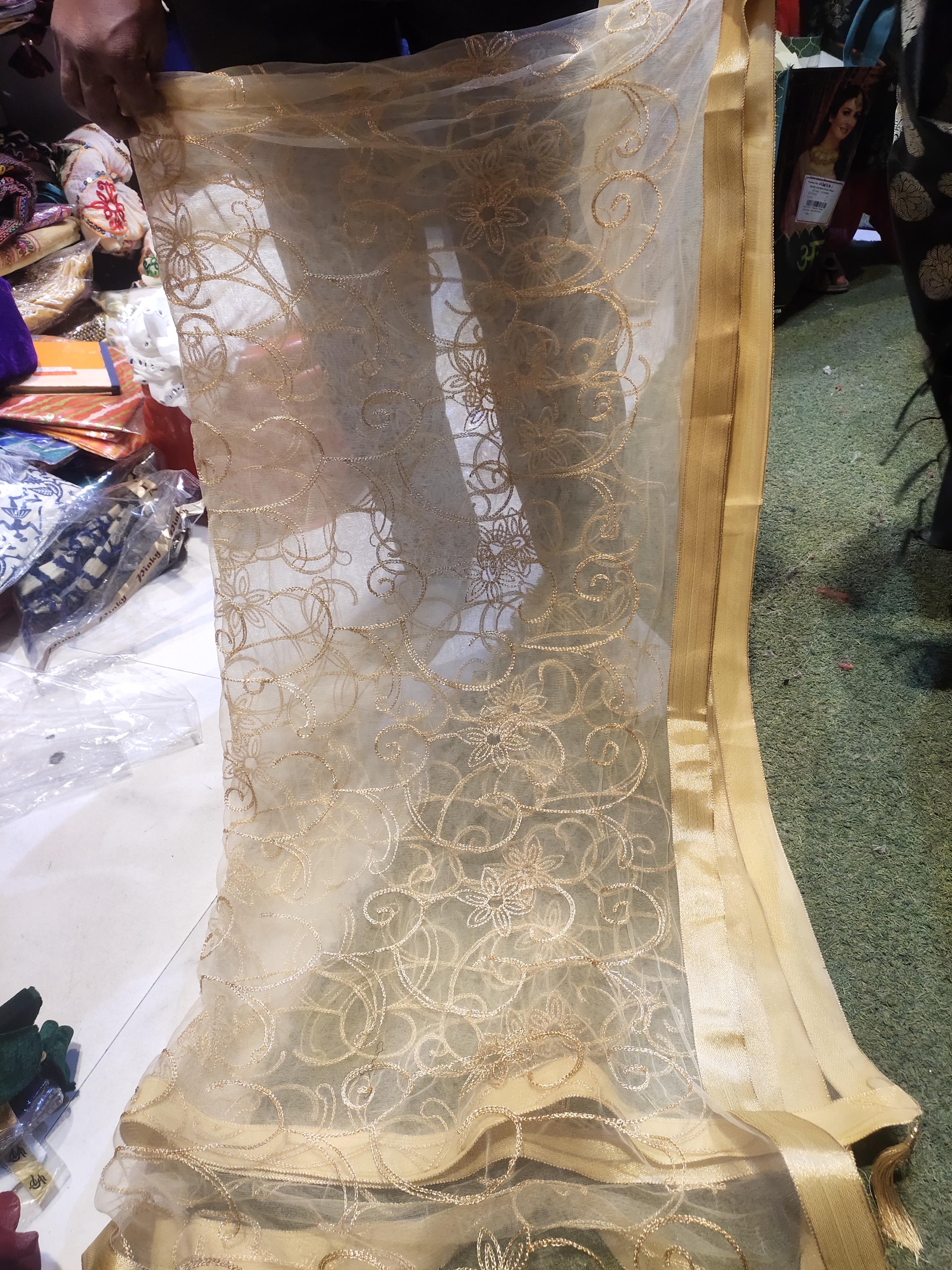 golden net embroidery dupatta  - 18158929 -  Zoom Image - 0