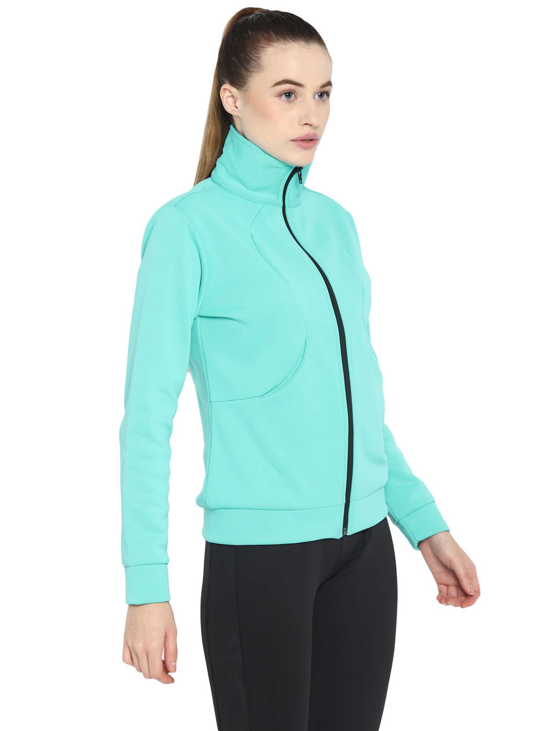 women solids long sleeves ziiper sweatshirts - 18159027 -  Standard Image - 3