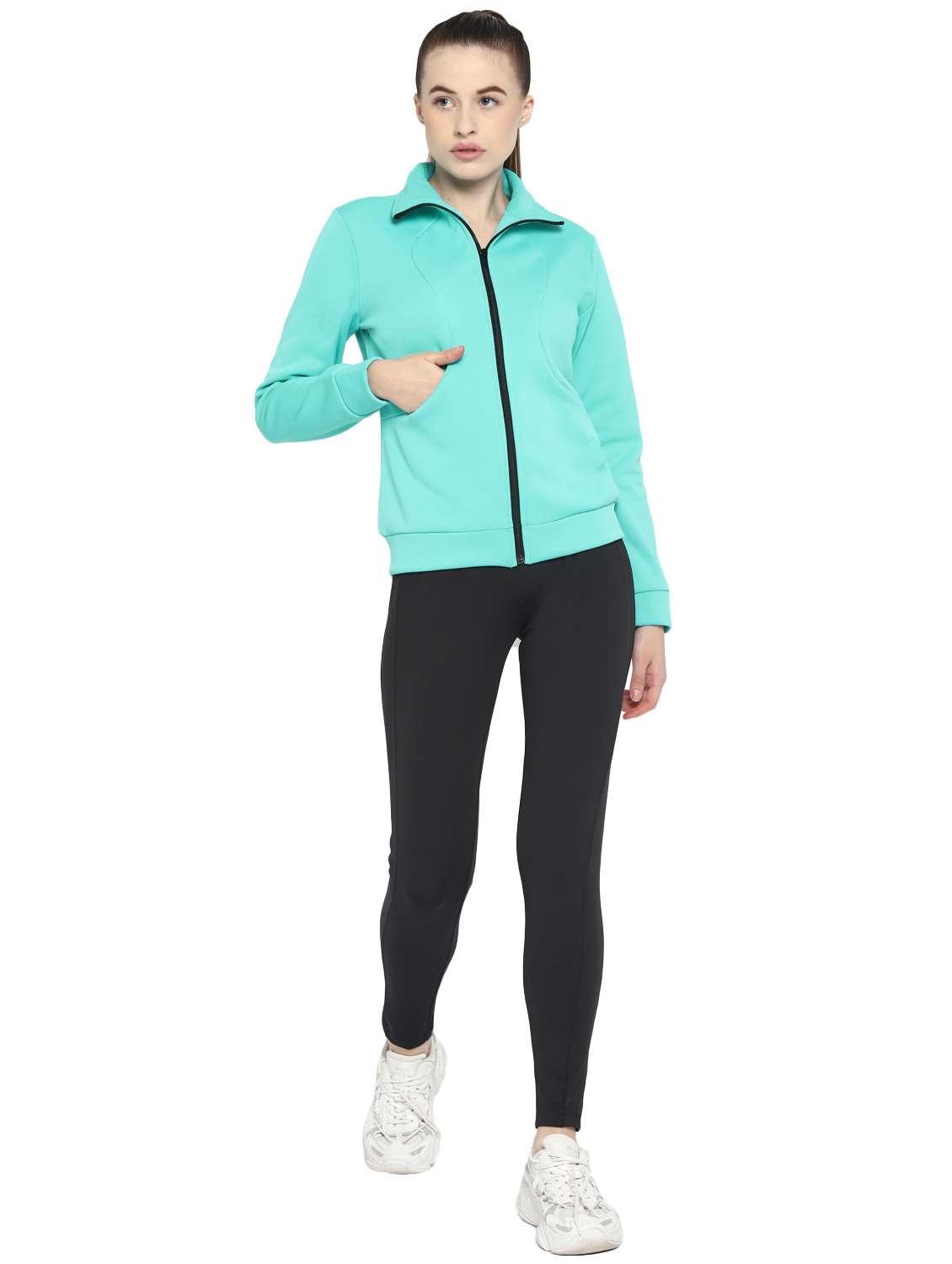 women solids long sleeves ziiper sweatshirts - 18159027 -  Standard Image - 5