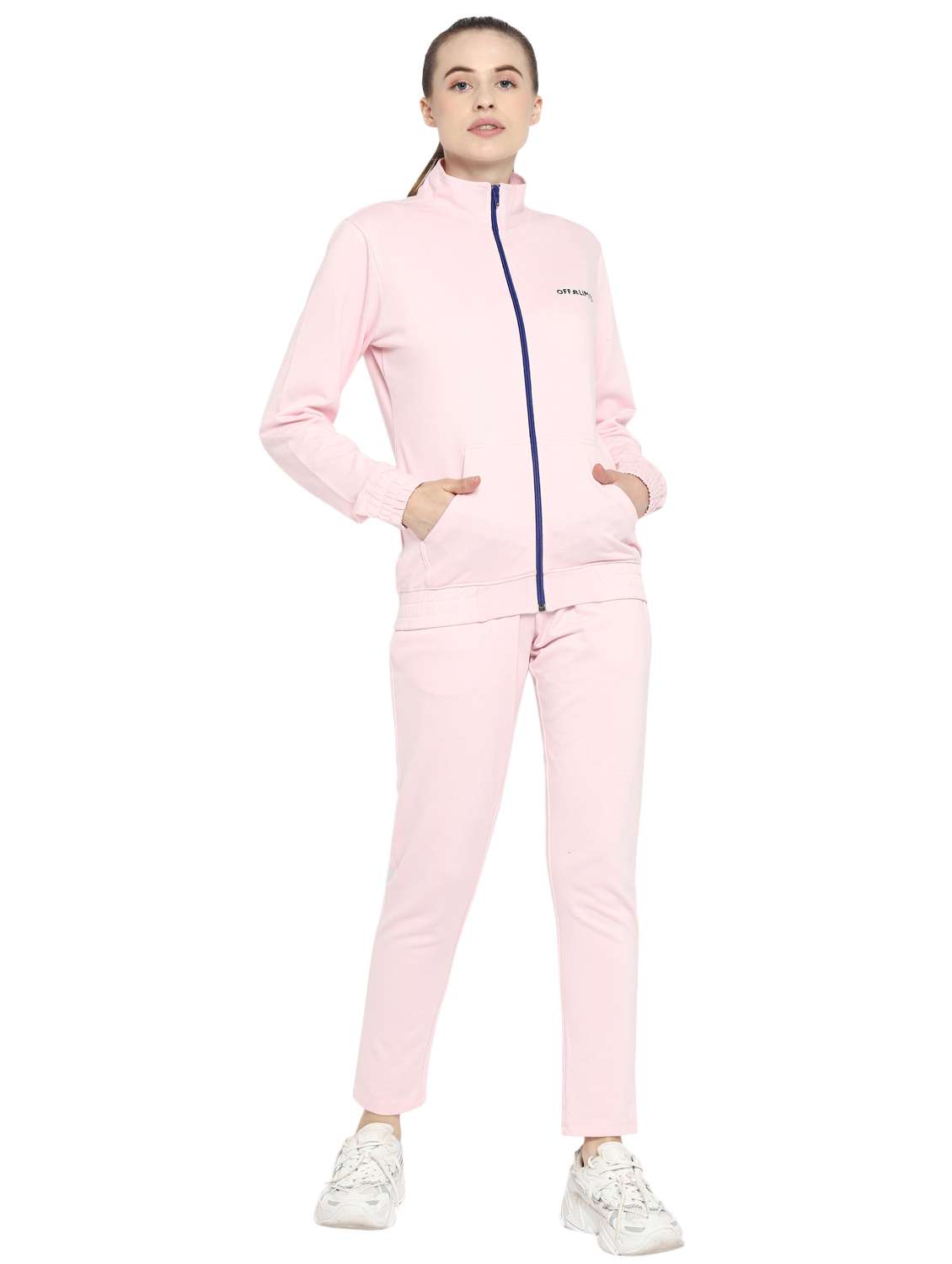 pink solid track pant full length set - 18159184 -  Zoom Image - 0