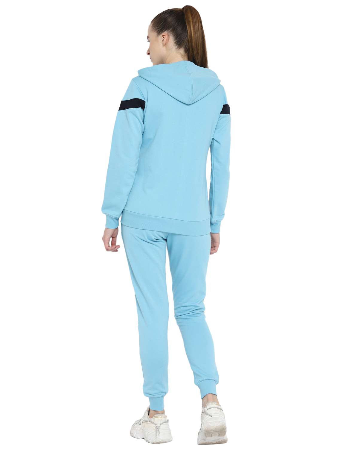 light blue color-blocked track pant full length set - 18159250 -  Standard Image - 3