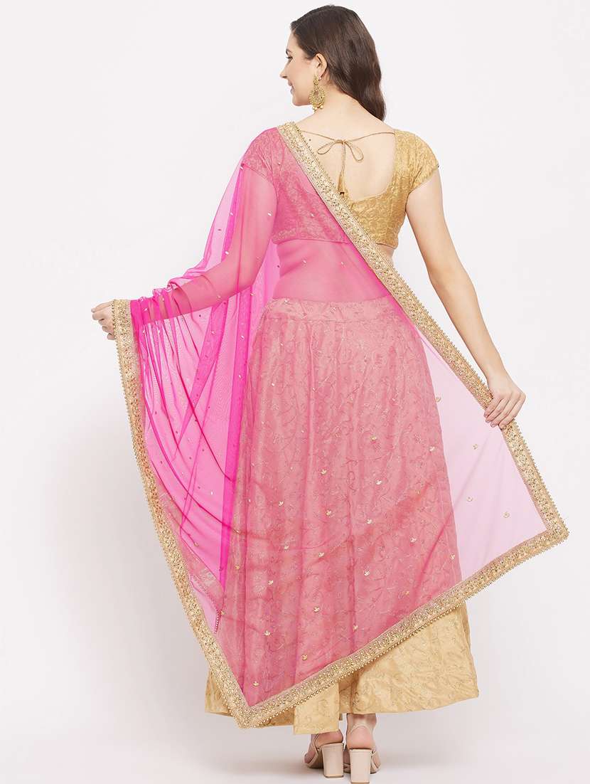 magenta net dupatta - 18163481 - Standard Image - 3