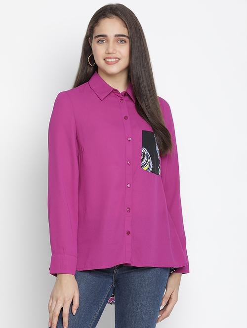 color block high-low shirt - 18164712 - Standard Image - 0