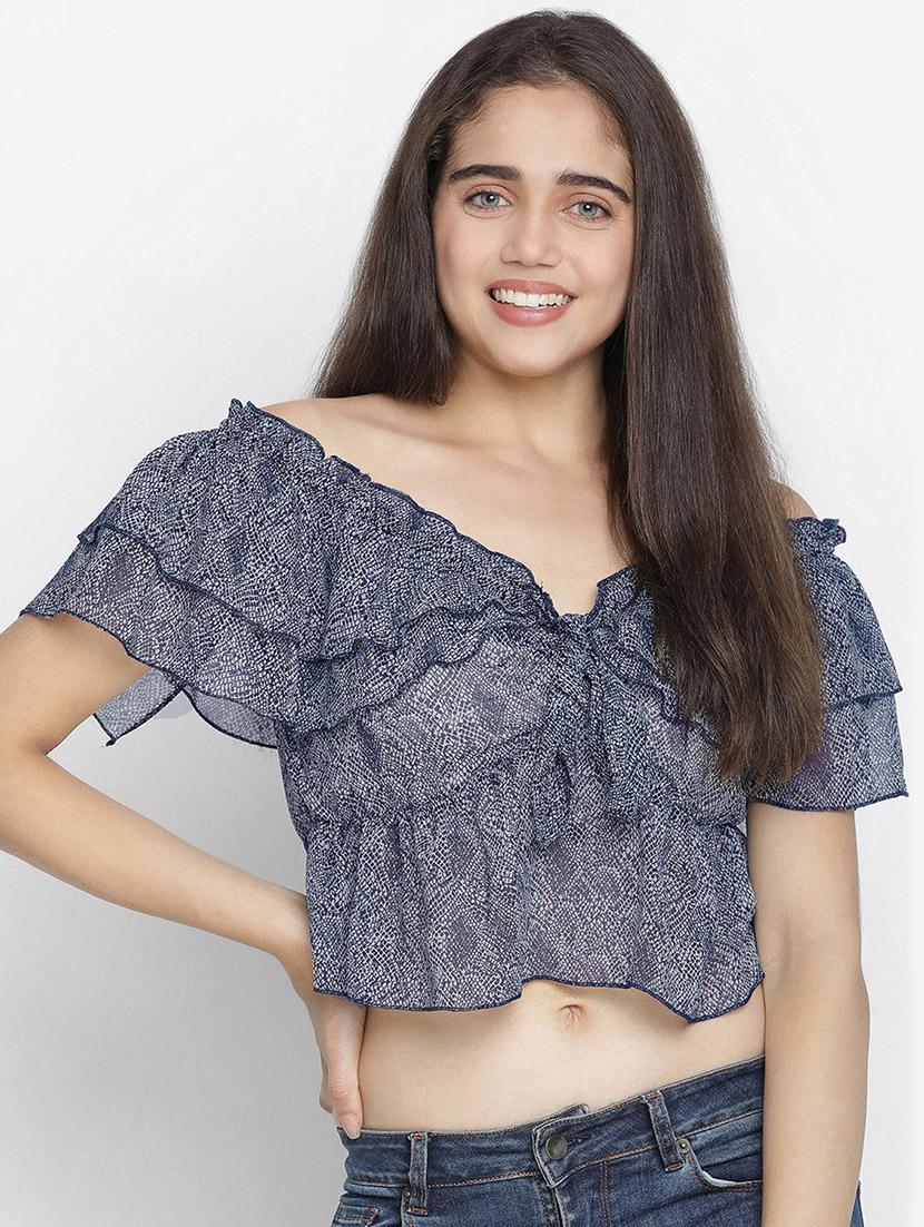 women's crop v neck top - 18164719 - Zoom Image - 0
