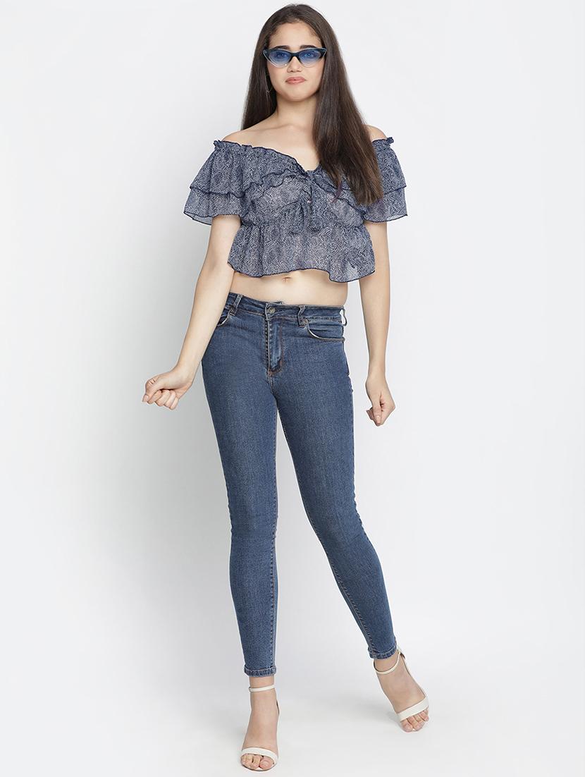 women's crop v neck top - 18164719 - Standard Image - 3