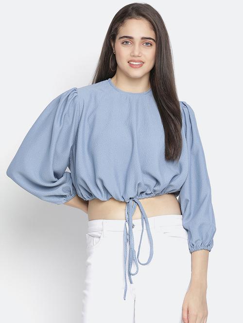 drawstring waist blosuon top - 18164726 -  Standard Image - 0