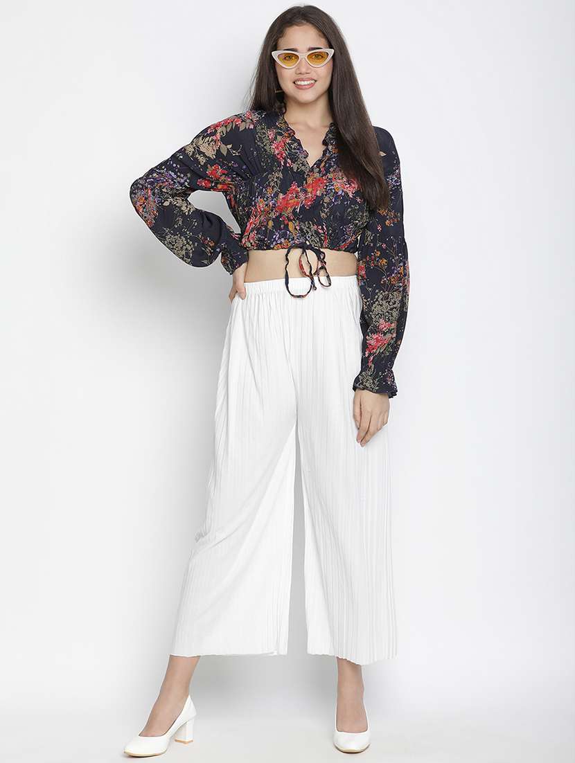 women's crop v neck top - 18164730 - Standard Image - 3