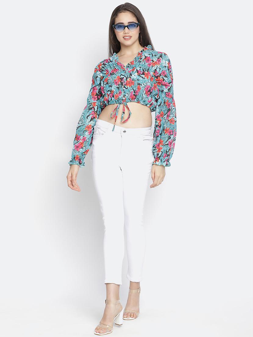 drawstring waist floral top - 18164731 - Standard Image - 3