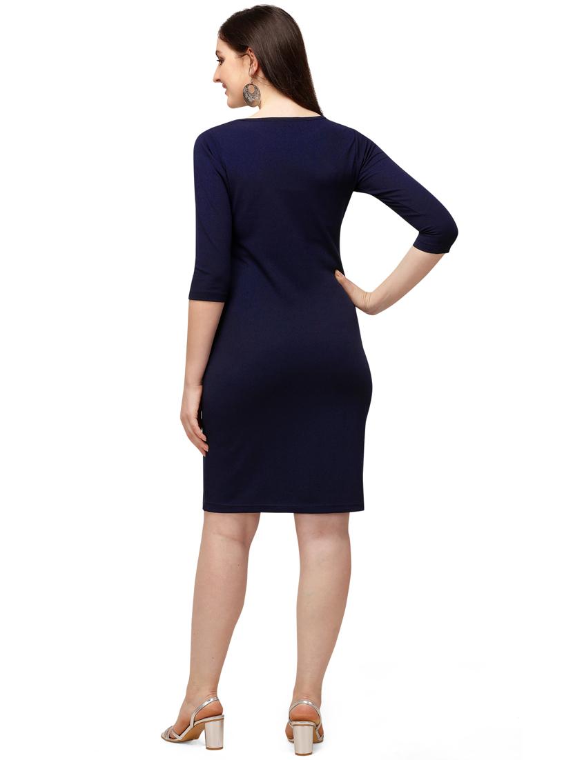 round neck solid bodycon dress - 18165665 - Standard Image - 3