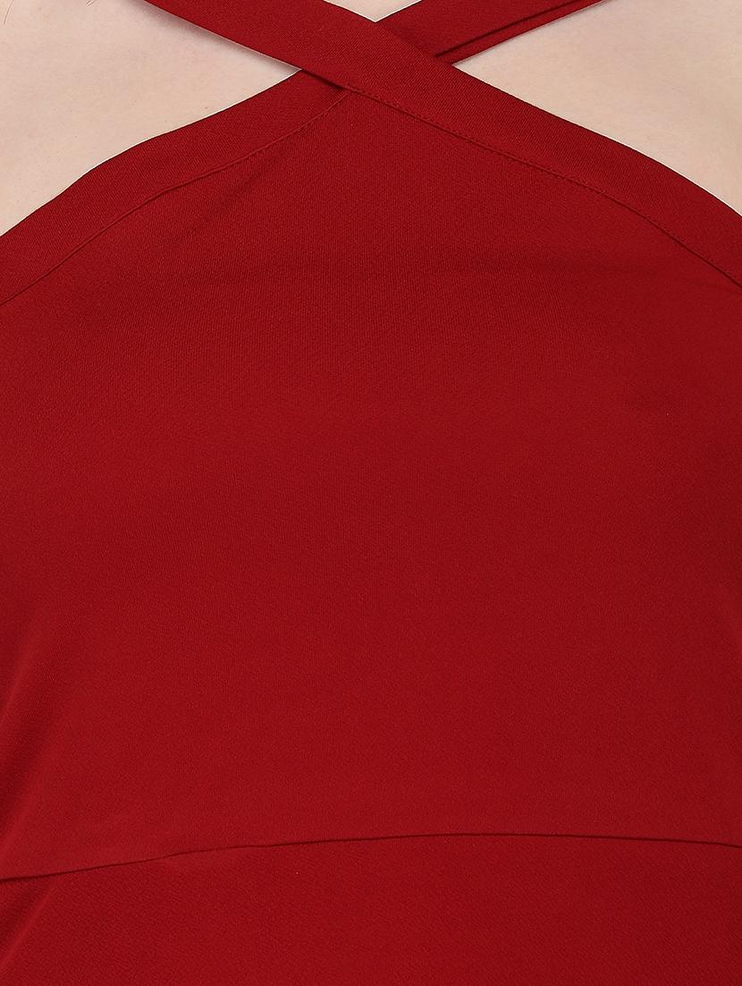 x-line neck solid a-line dress - 18165676 - Standard Image - 3