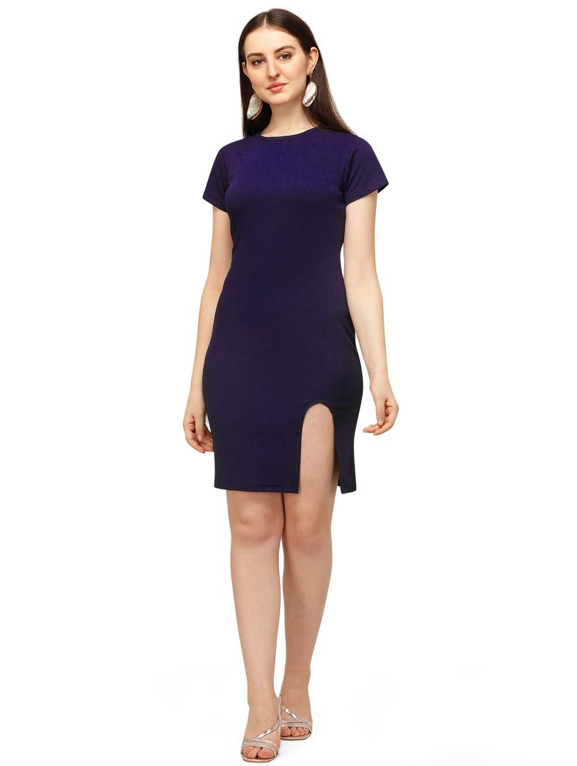 round neck solid bodycon dress - 18165681 - Zoom Image - 0