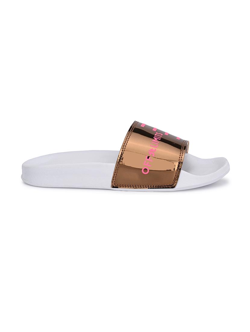 gold mesh slides flip flops - 18169101 - Zoom Image - 0