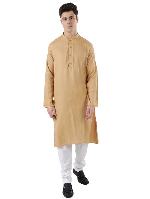 gold solid long kurta - 18169938 -  Standard Image - 0