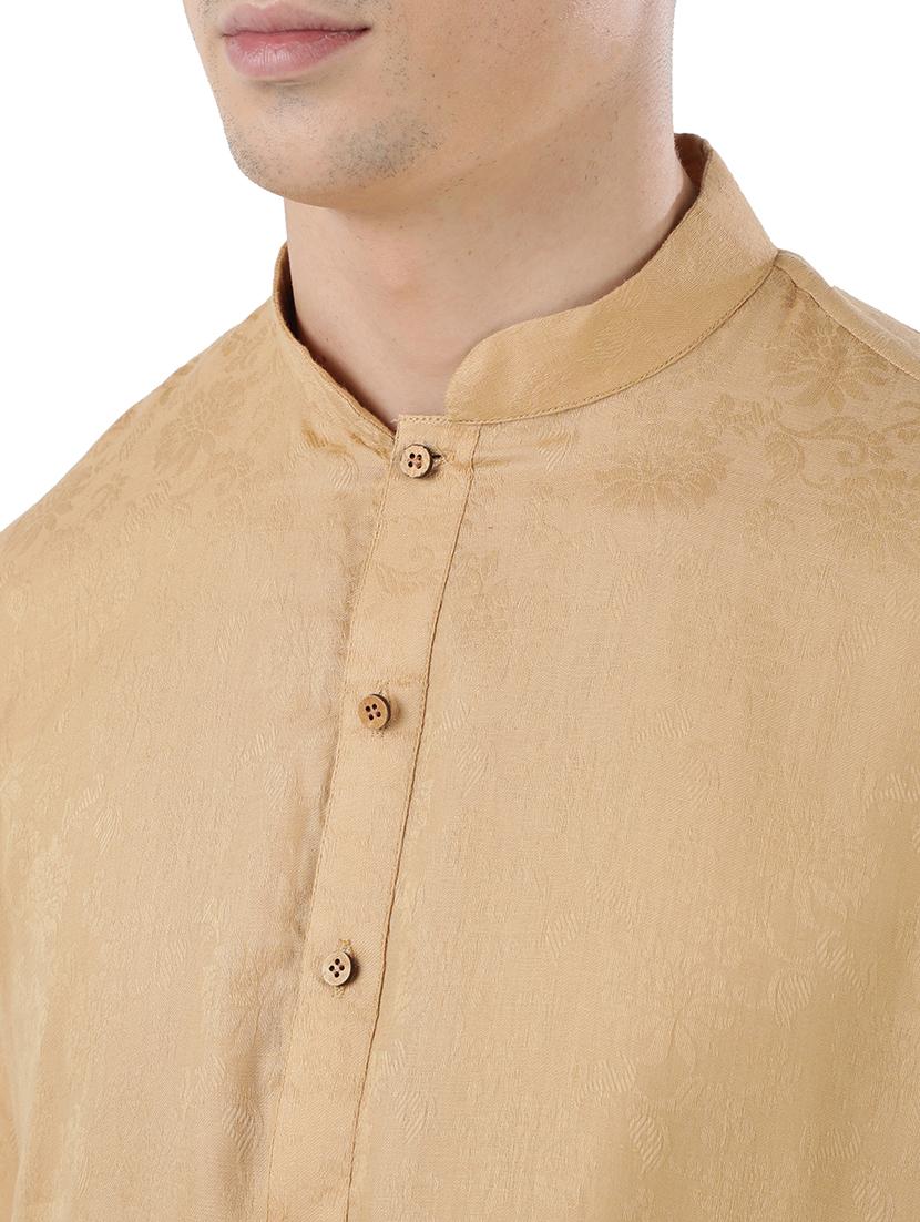 gold solid long kurta - 18169938 - Standard Image - 5
