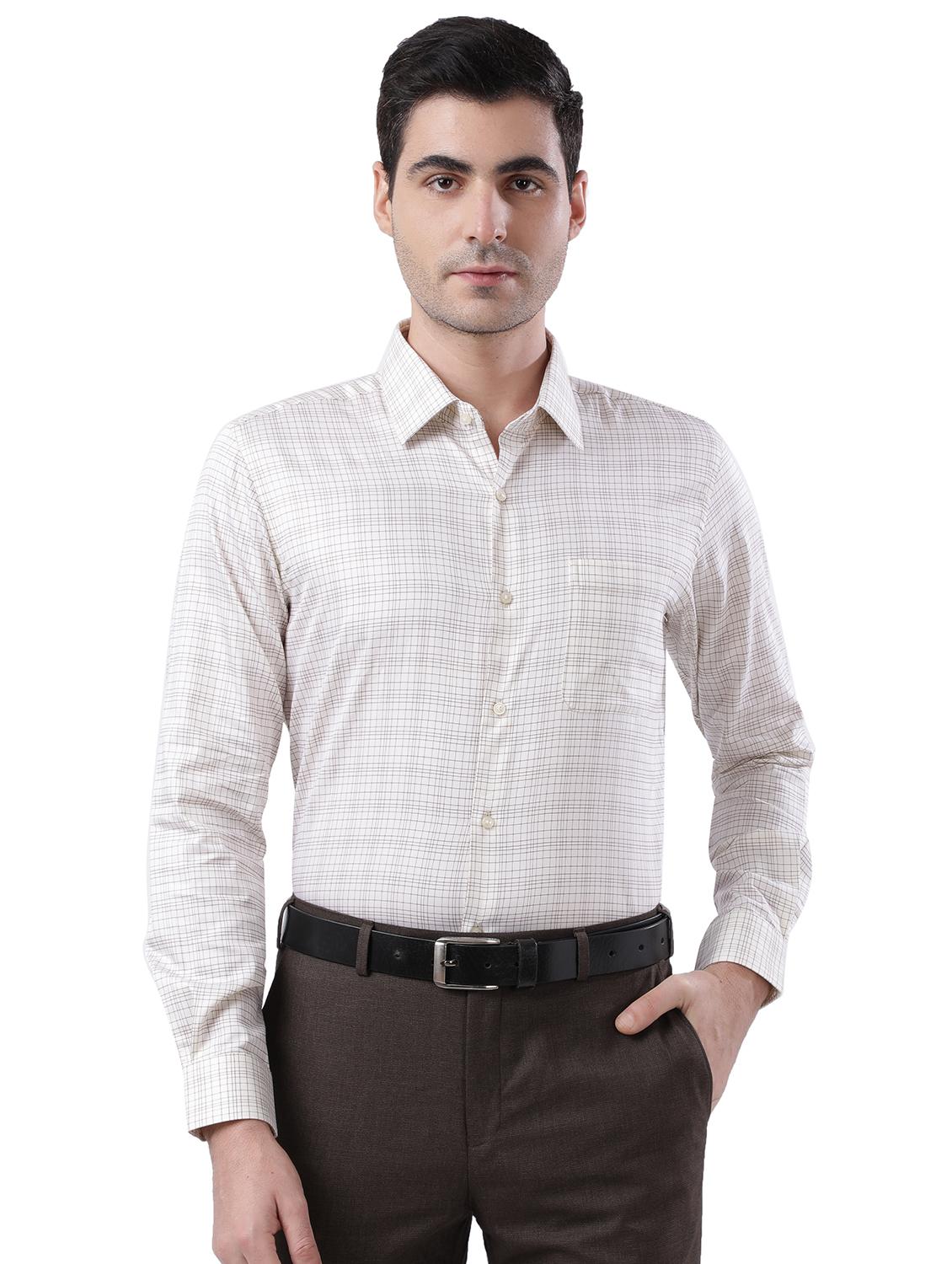 beige checked formal shirt - 18169946 - Zoom Image - 0