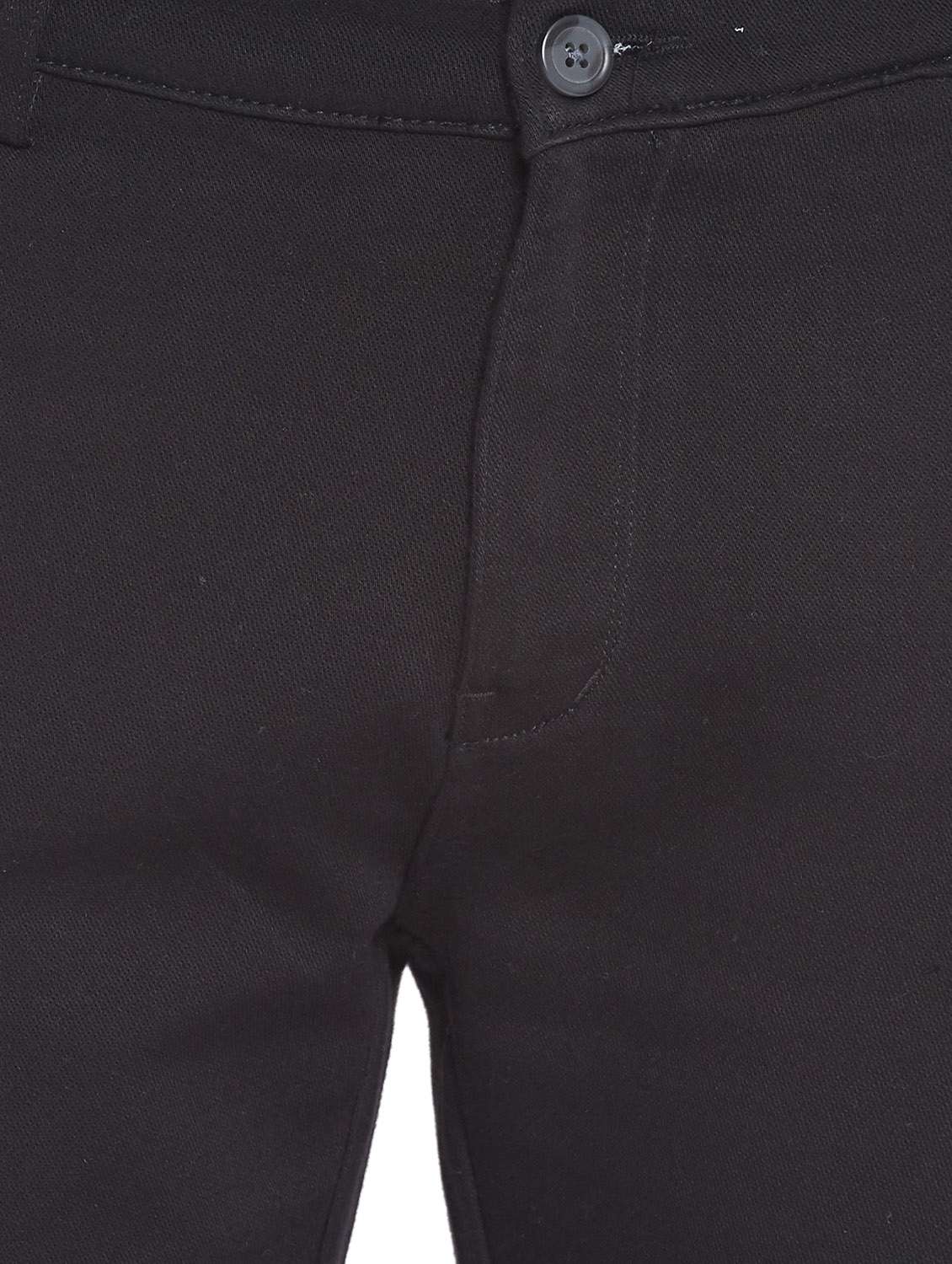 black cotton flat front casual trousers - 18170122 -  Standard Image - 5