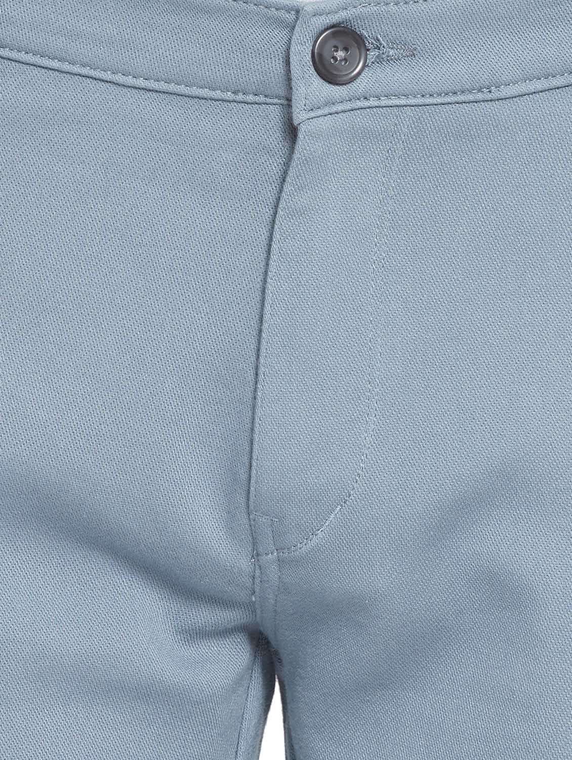 light blue cotton flat front casual trousers - 18170127 -  Standard Image - 5