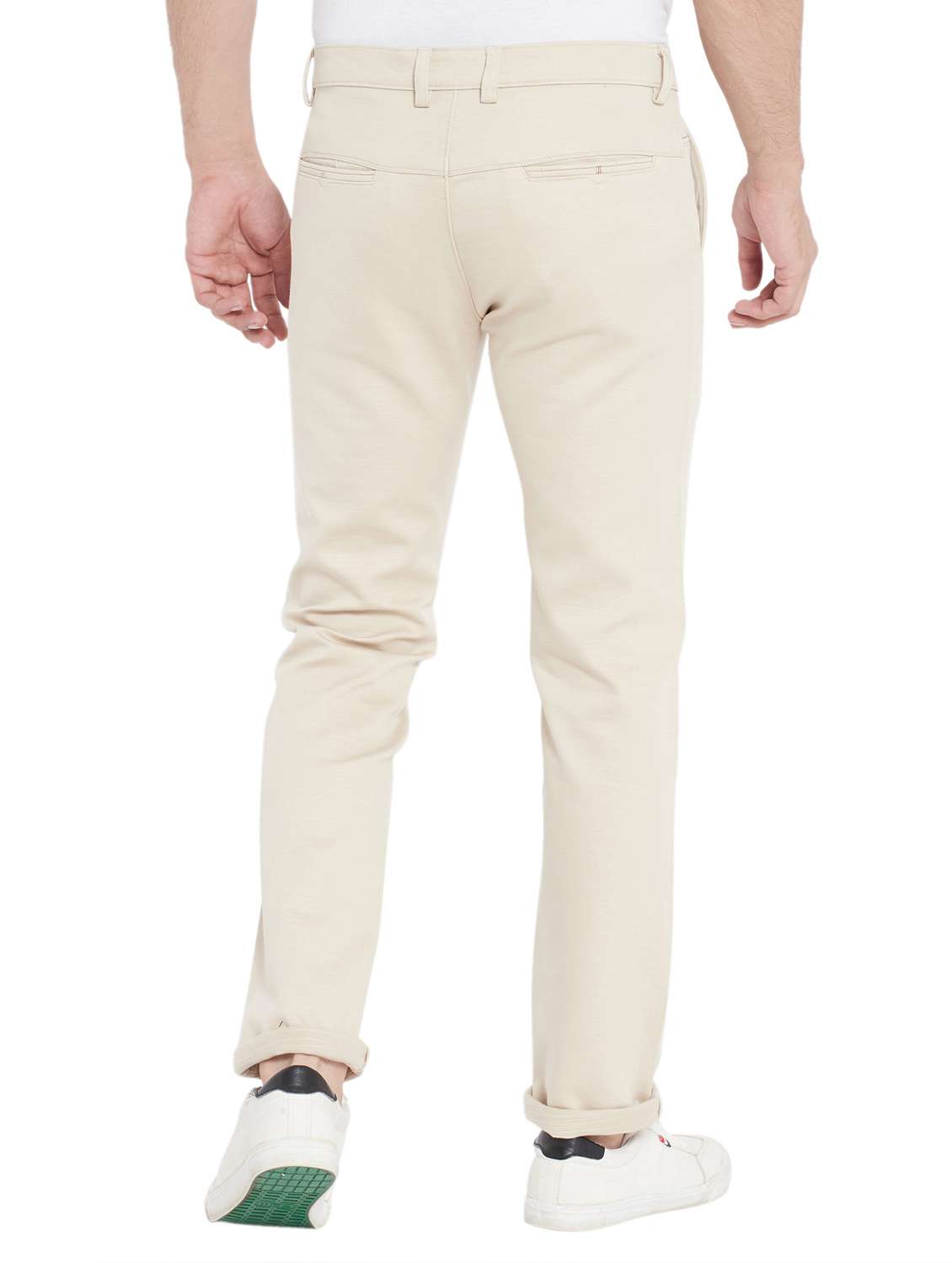 neutral cotton flat front casual trousers - 18170130 -  Standard Image - 3