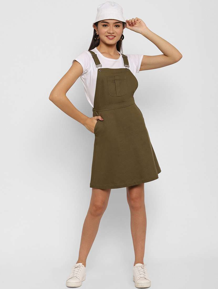 front-pocket solid pinafore dress - 18170379 -  Standard Image - 3