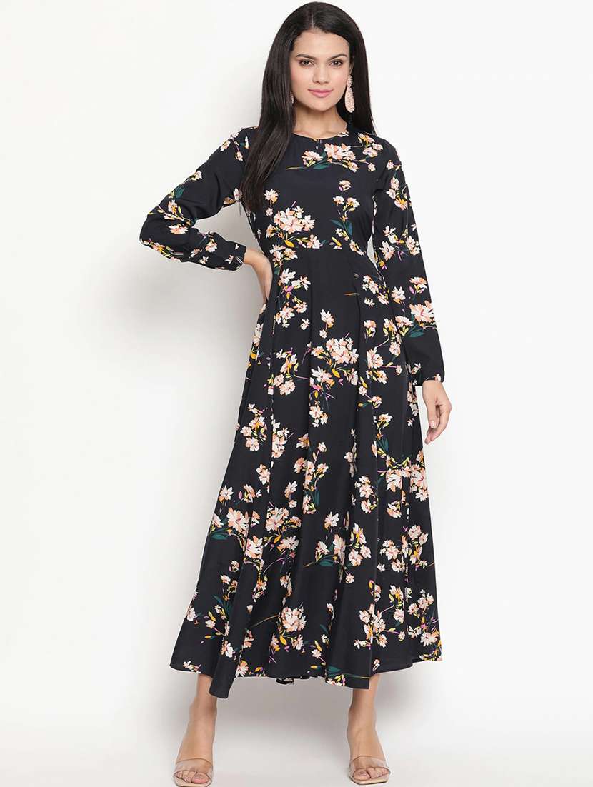 round-neck printed maxi dress - 18170388 -  Zoom Image - 0