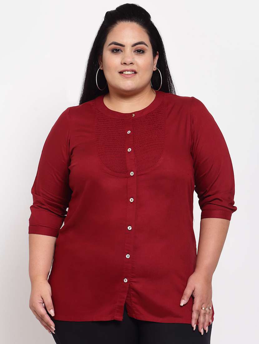 maroon solid regular top - 18171219 -  Zoom Image - 0