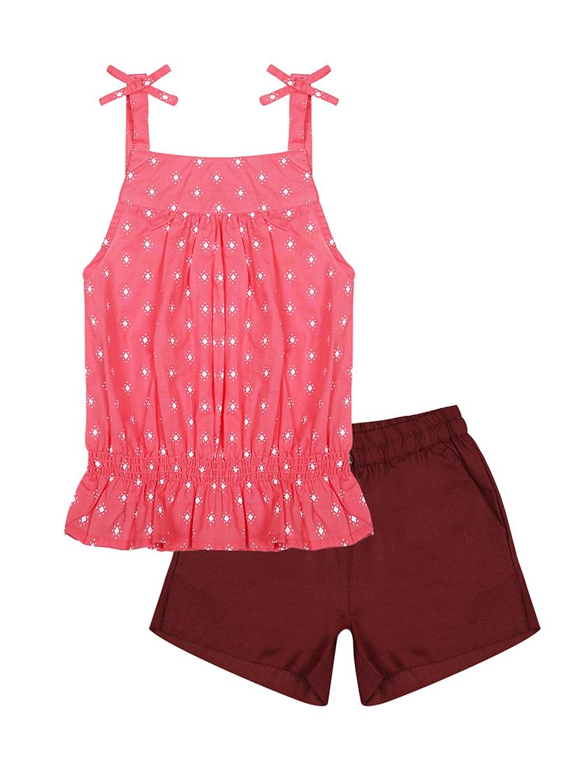 pink printed twin sets