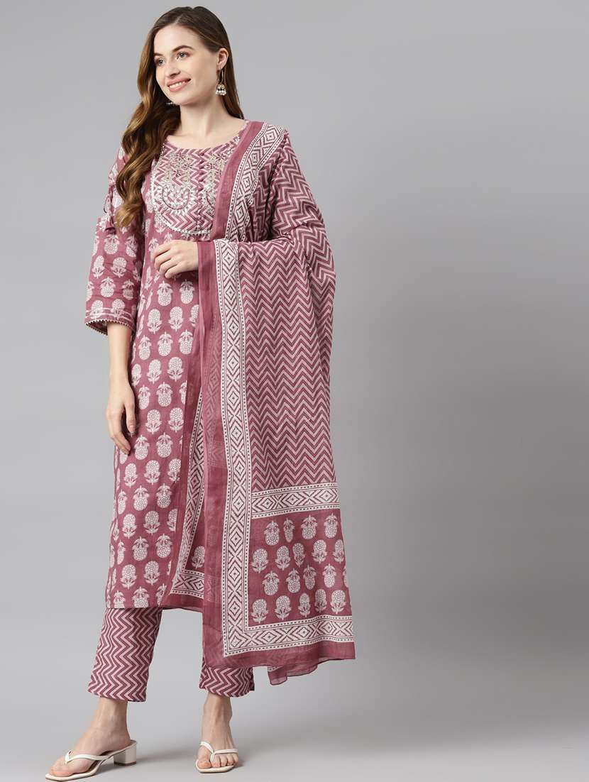 purple cotton kurta pant  set - 18171944 -  Zoom Image - 0