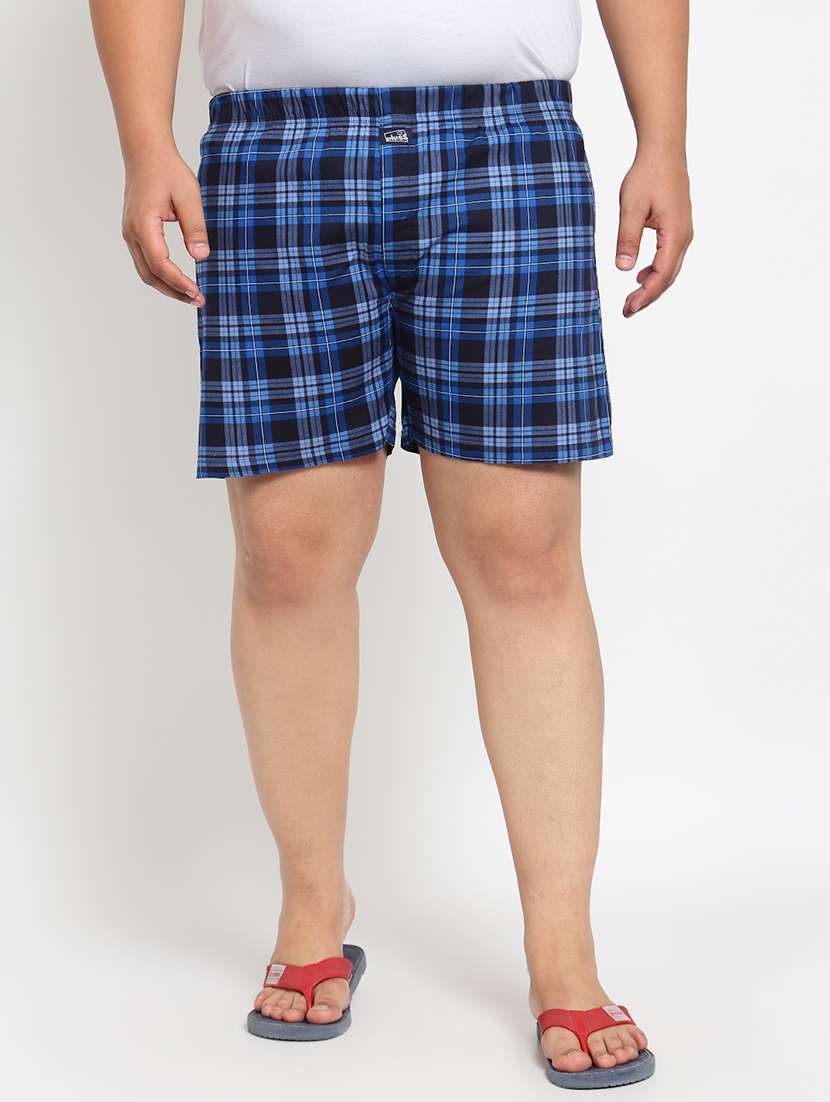 blue checkered boxer