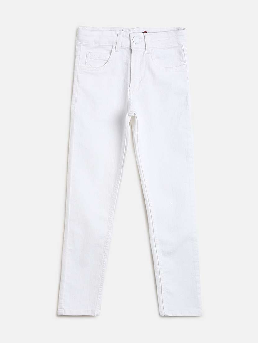 white solid casual trouser