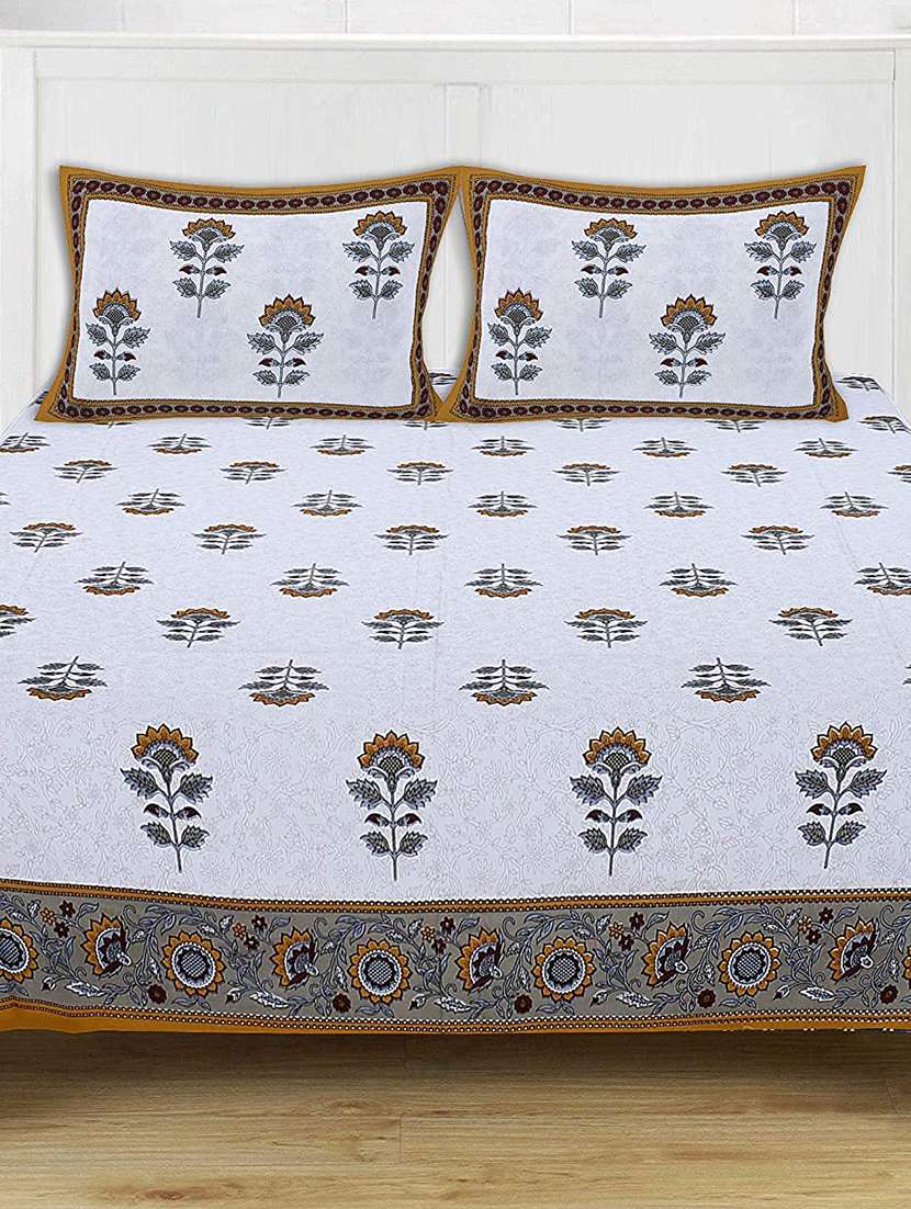 brask india® 300 tc cotton 1 piece king size double bed bedsheet with two pillow covers (bedsheet size 100 x 108 inch) (blue)