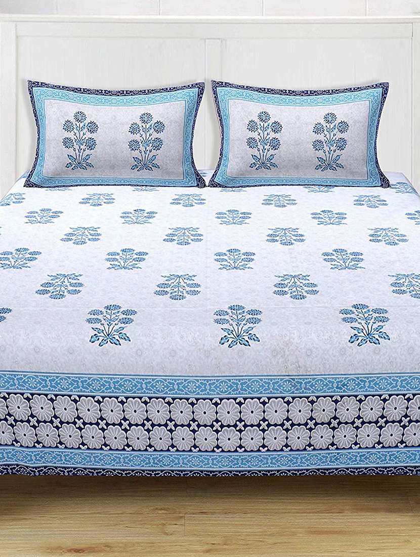 brask india 280 tc cotton king size bedsheet with two pillow cover (printed bedshe size 90 x 108 inch )