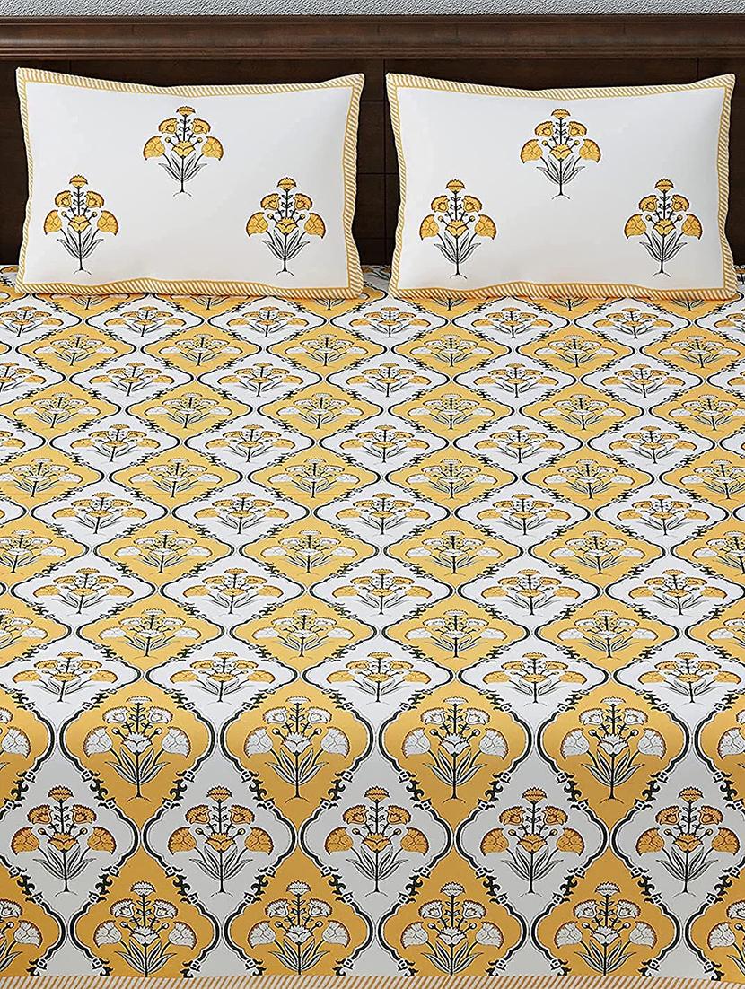 brask india tc 300 cotton king size double bedsheet with two pillow covers (bedsheet 100 x 108 inch)