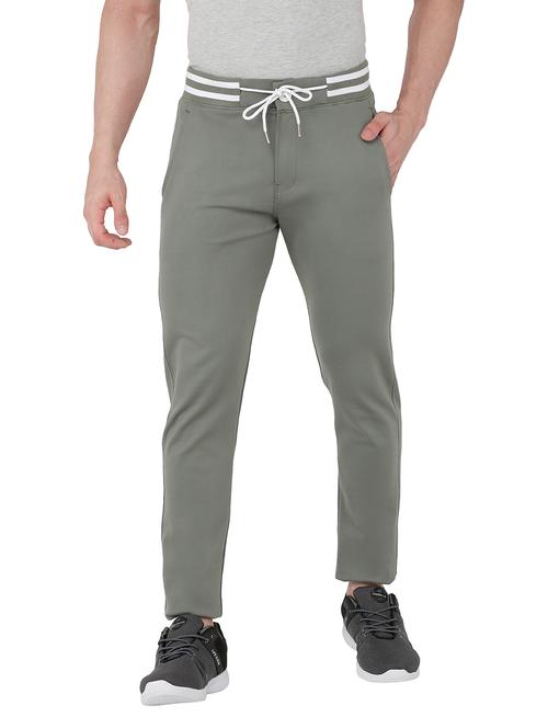 green solid  full length track pant - 18172736 -  Standard Image - 0