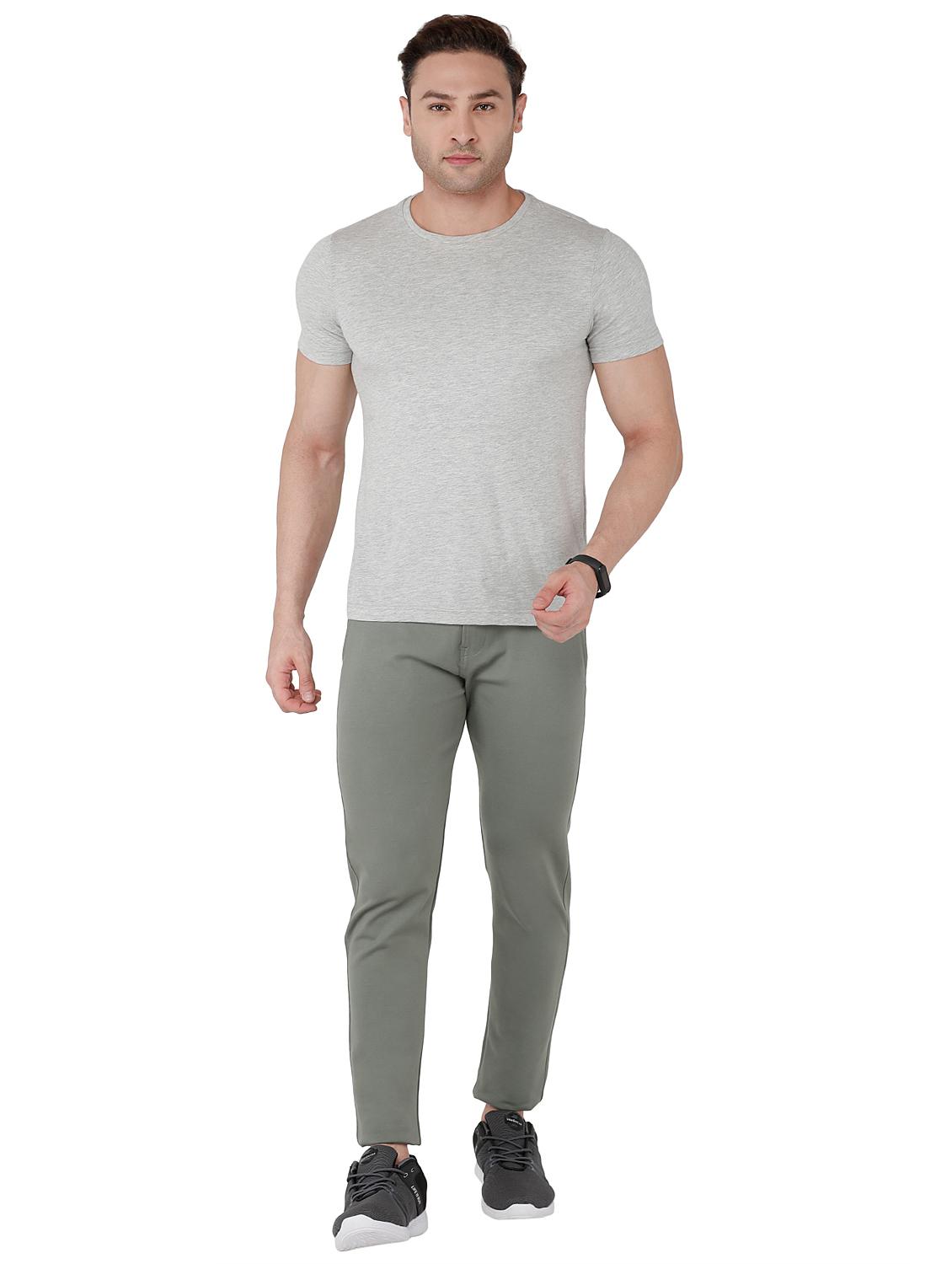 green solid full length track pant - 18172736 - Standard Image - 3