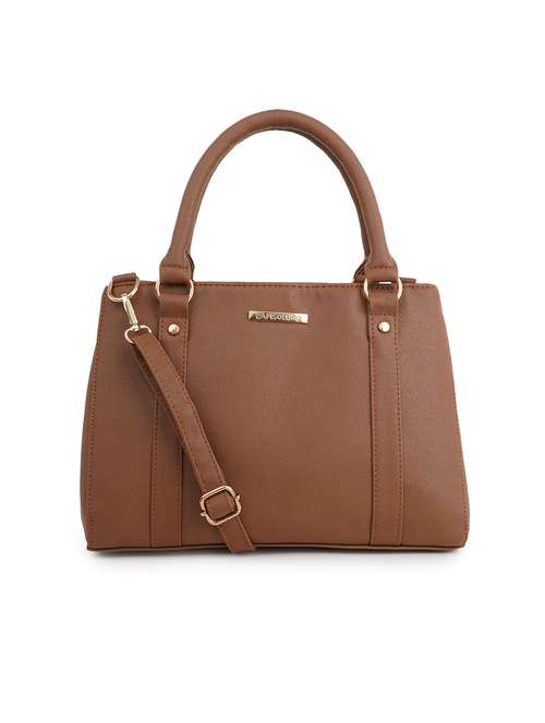 brown leatherette (pu) handbag - 18172979 - Standard Image - 0