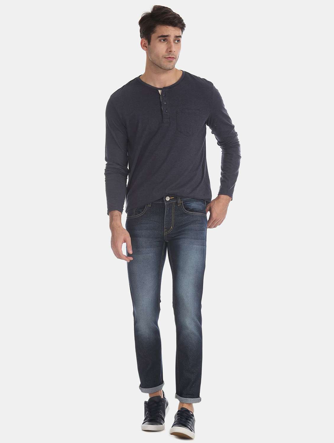 dark blue stone washed jean - 18173422 - Standard Image - 3