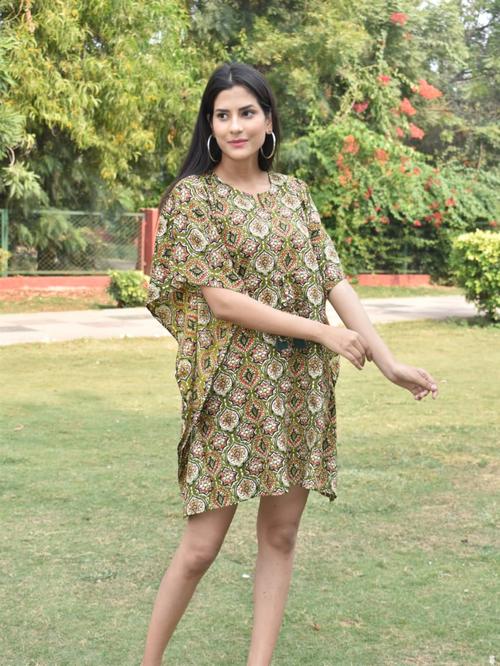 exclusive hand block printed kaftan - 18177594 - Standard Image - 0
