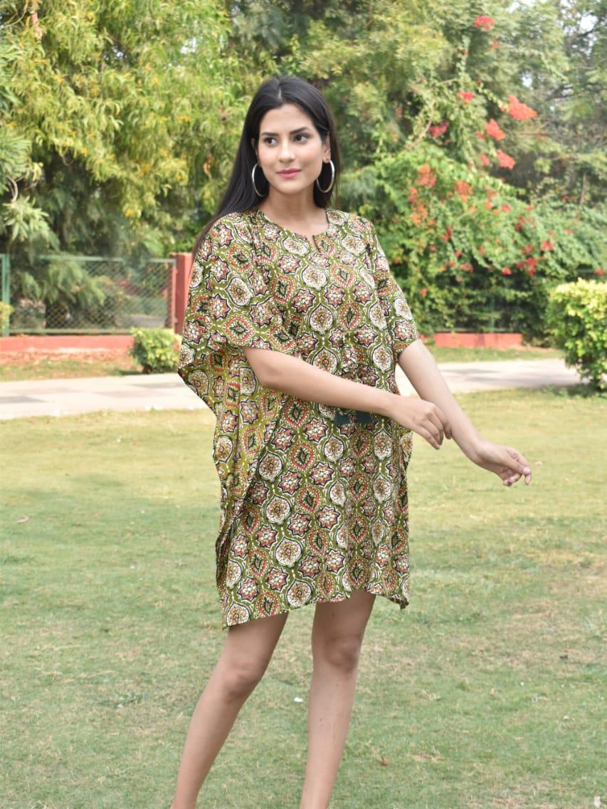 exclusive hand block printed kaftan - 18177594 - Zoom Image - 0