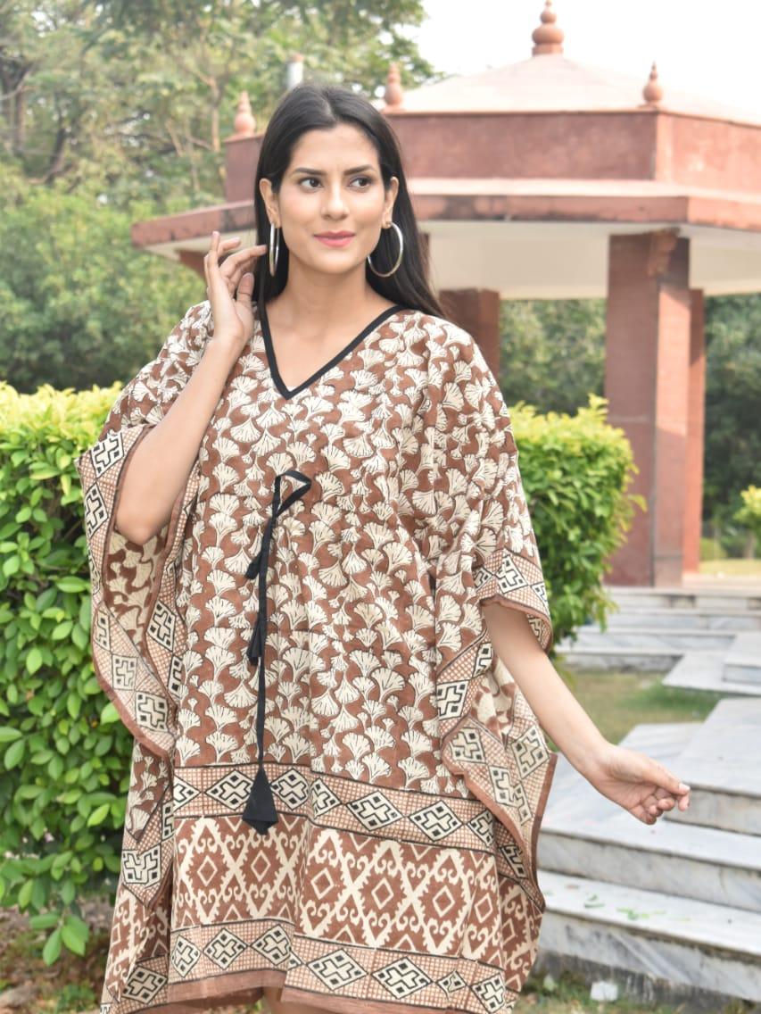 exclusive hand block printed kaftan  - 18178159 -  Zoom Image - 0